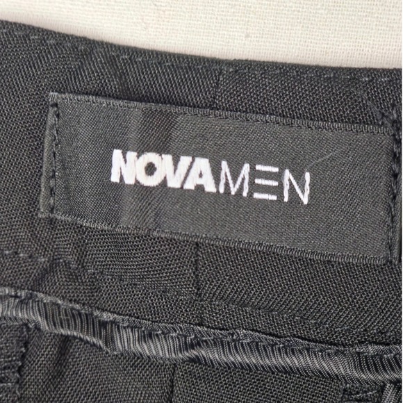 Nova Men Dress Pants Mens 32 Black Straight Leg Viscose Stretch Casual Trouser - Picture 3 of 7